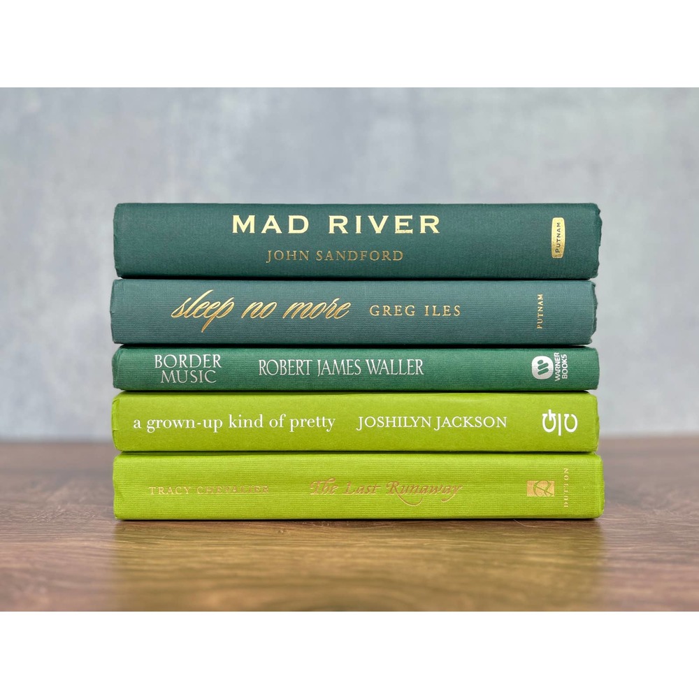Light & Dark Green Ombre Decorative Real Book Set for Home Decor and Styling
